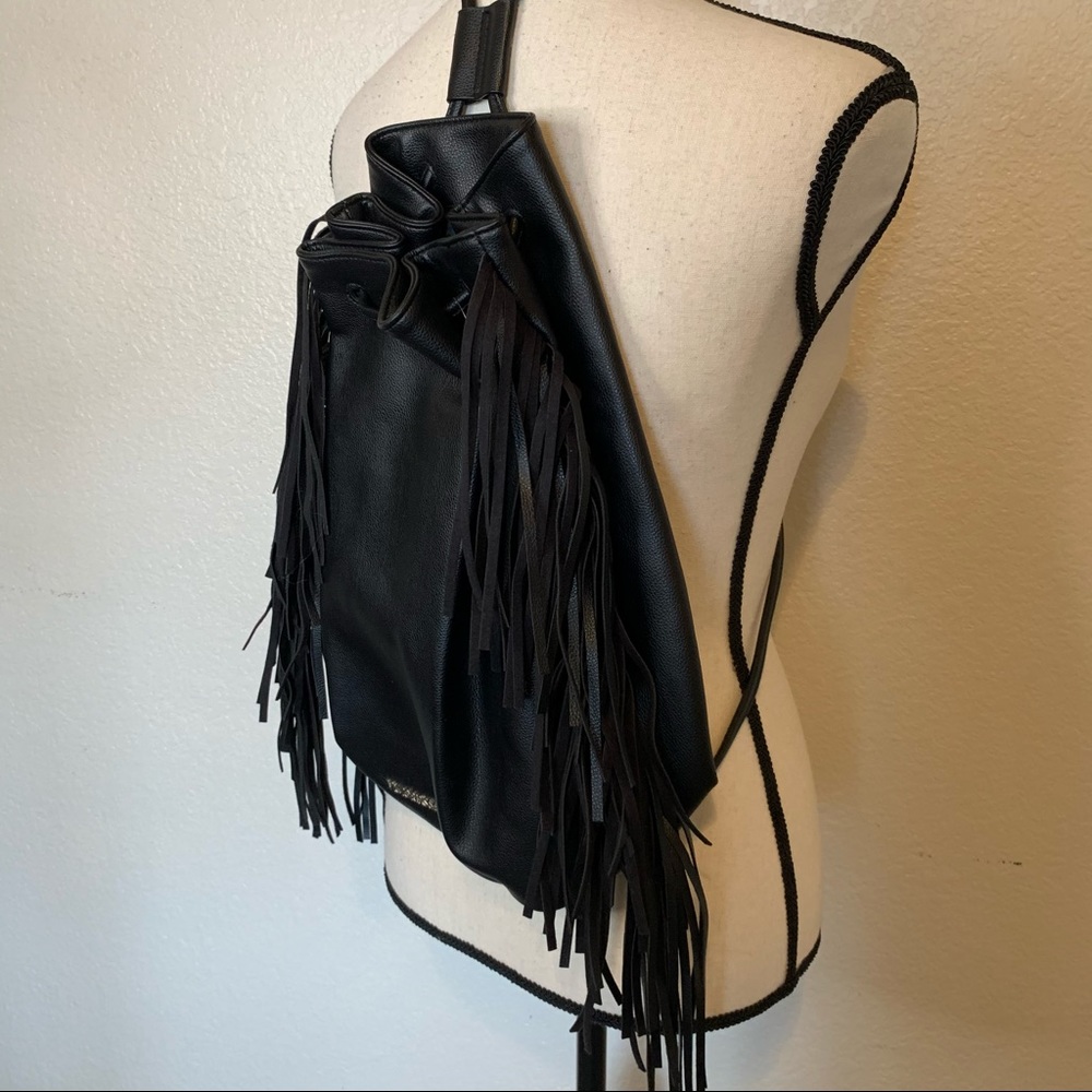 Victoria’s Secret Black Fringe Backpack Faux Leather From The 2015 Runway Show - Picture 9 of 14